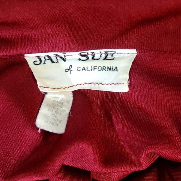 Vintage 70s Jan Sue Calif Womens M Burgundy Polyester L/S Disco Shirt Dress - Picture 8 of 8